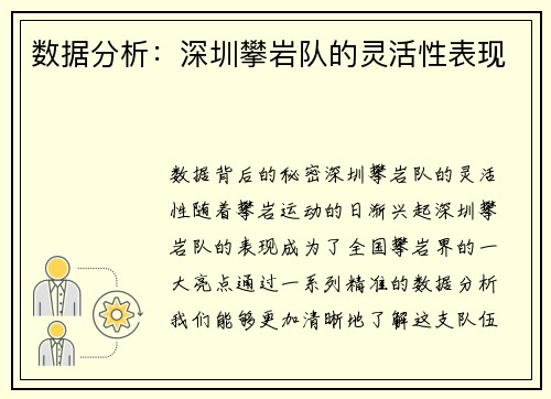 数据分析：深圳攀岩队的灵活性表现