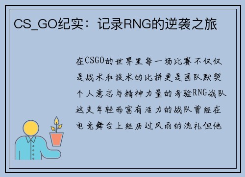CS_GO纪实：记录RNG的逆袭之旅