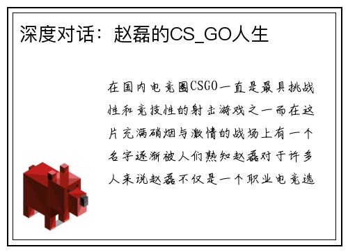 深度对话：赵磊的CS_GO人生