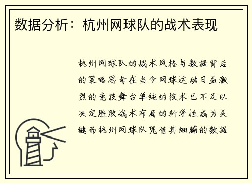 数据分析：杭州网球队的战术表现