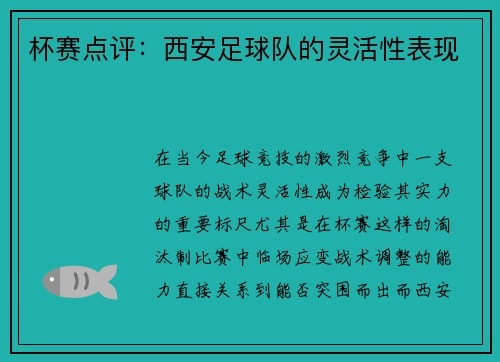 杯赛点评：西安足球队的灵活性表现